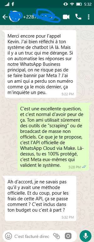 API WhatsApp Cloud officielle